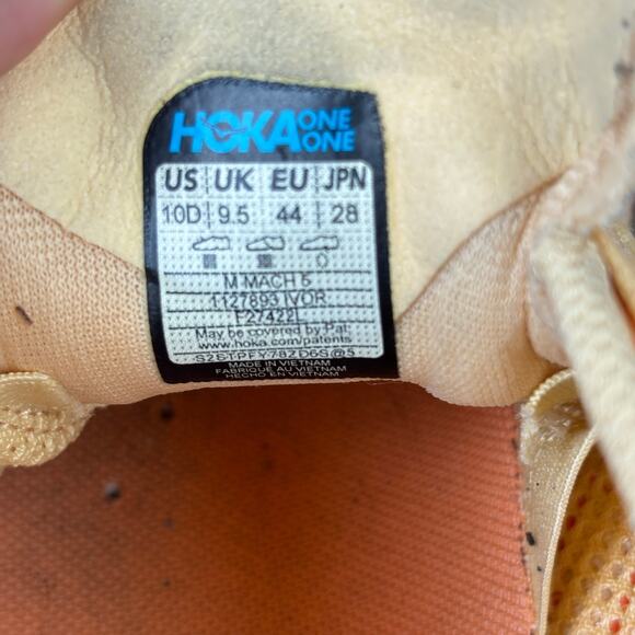 Hoka One One M Mach 5 Running Shoes Men's 10D Yellow White Sneakers 1127893 IVOR - Picture 11 of 13